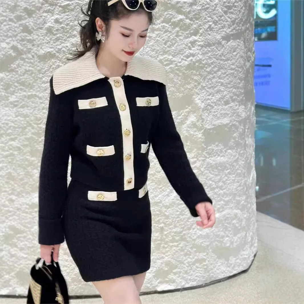 Комплекты из 2 предметов женская одежда 2024 роскошный черно-белый дорожный костюм