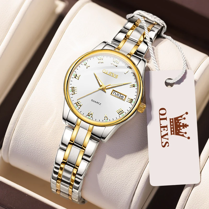 OLEVS Luxury Women Watch Fashion Top Brand Original Quartz Watch for Women Waterproof Luminous Date Wristwatch Simple Casual