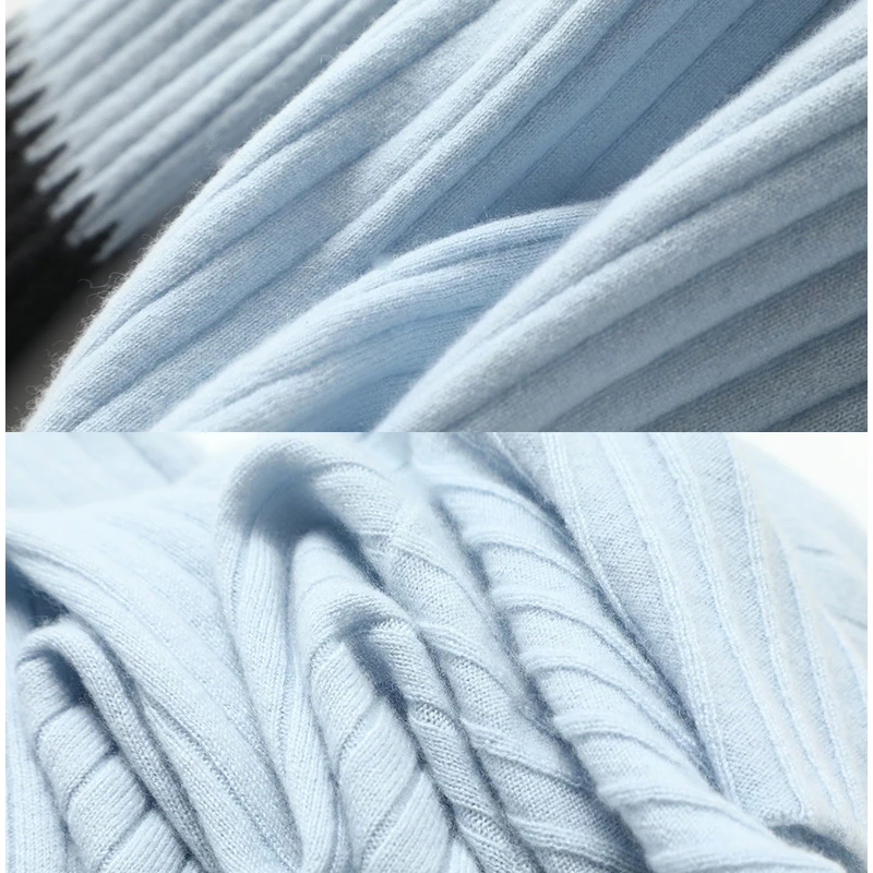 Женский свитер с высоким воротом синий контрастный цвет длинный