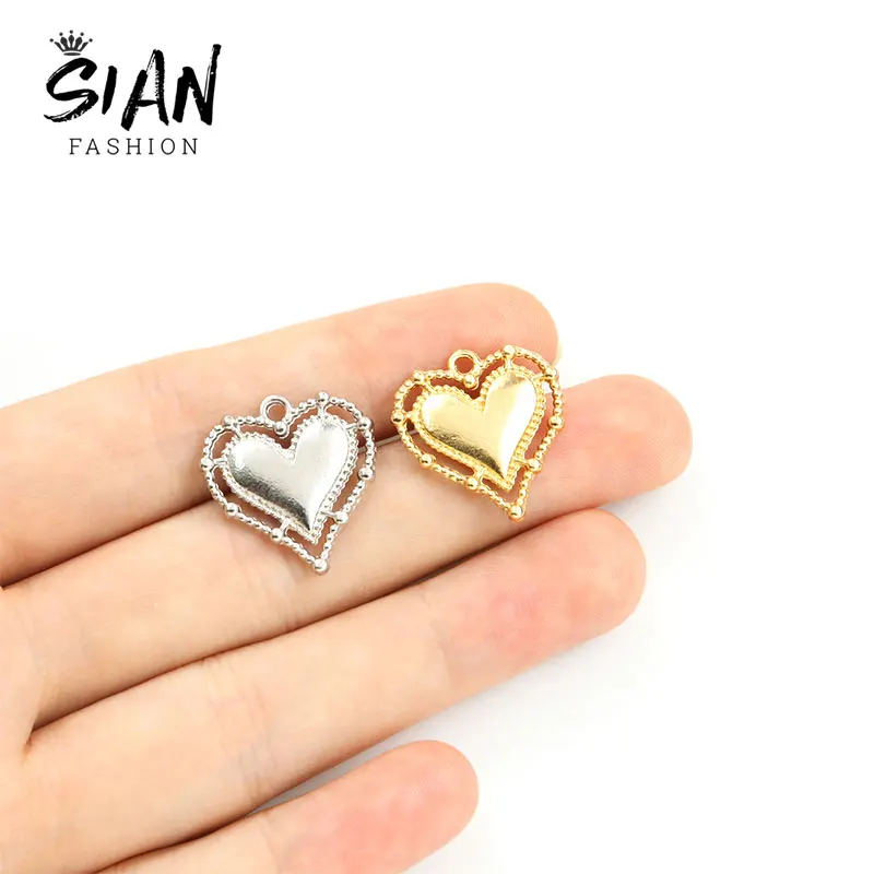 

10pcs Antique Silver Plated Heart Charms 20x19mm Metal Alloy Pendants for Jewelry Making Supplies DIY Necklace Accessories Craft
