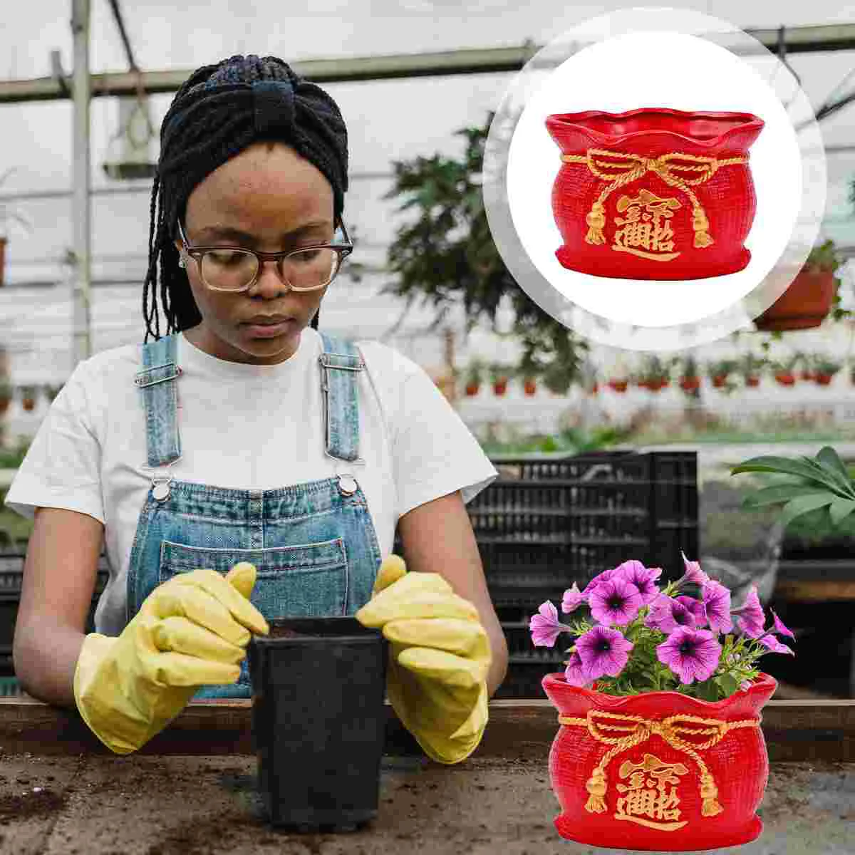 

Chinese Style Garden Flowerpot Sturdy Unique Beautiful Succulent Pot Planting Container Pot Bonsai Pot