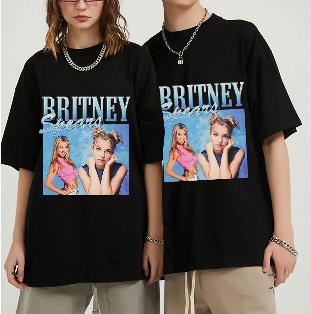 Hip Hop T Shirt Men Britney Spears Beautiful Photo Print Oversized T-Shirt Short Sleeve Tees Cotton Plus Size Streetwear Tops