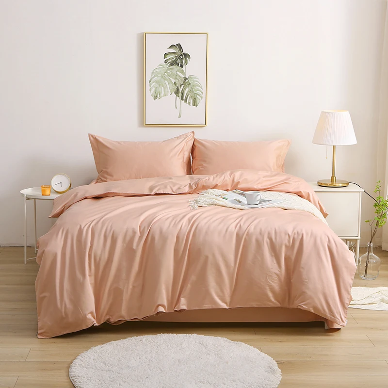 

4 Pcs Set Fitted Sheet Duvet Cover Pillowcases 1600 TC 100% Egyptian Cotton Bedding K Size Silvery Ivory Gray Colors Customize