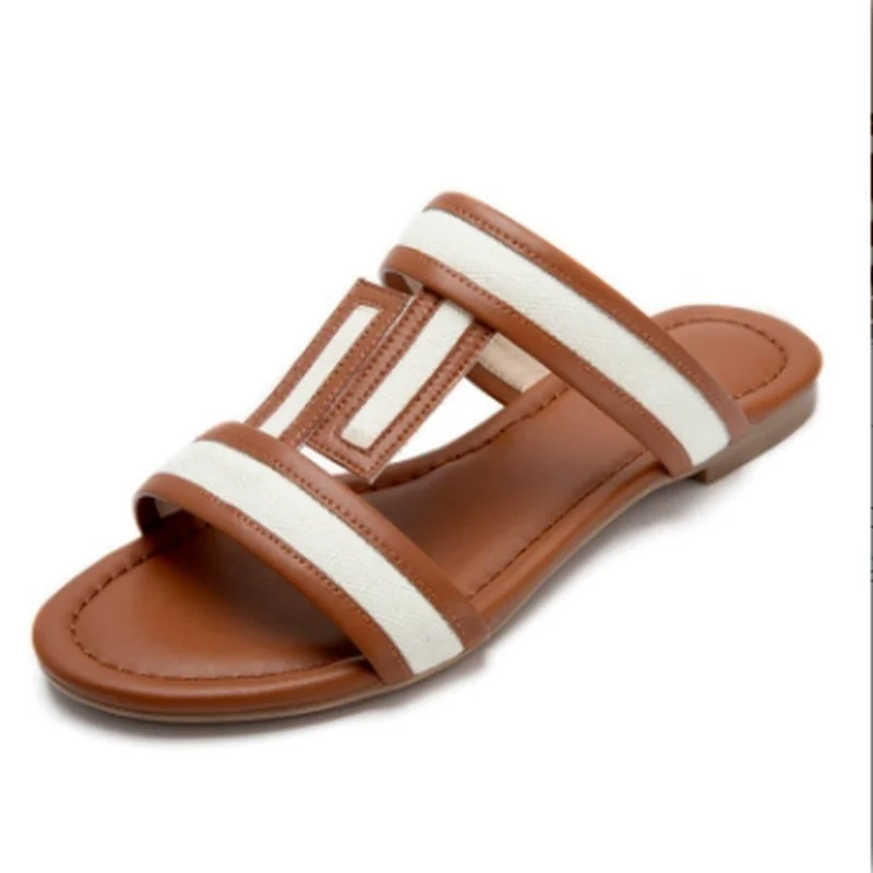 

Summer Slippers Ladies Comfort Flat Sandals Fashion Gladiator Slippers Ladies Open Toe Outdoor Beach Garden Muller Slippers Wome