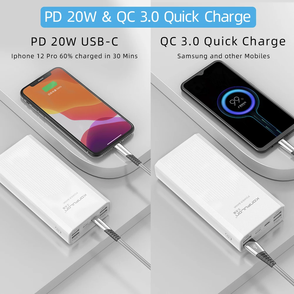 PD 20 Вт быстрое зарядное устройство Power Bank 40000 мАч портативный с кронштейном