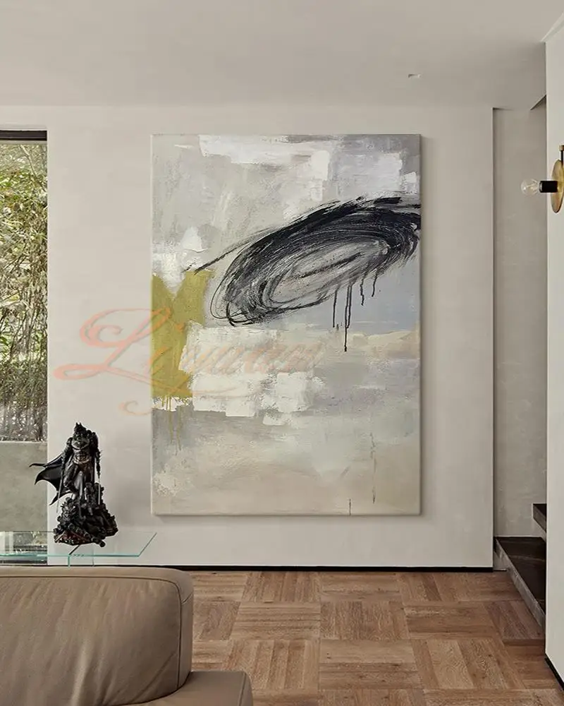 

Картина маслом на холсте большого размера, настенное Искусство ручной работы, Современное украшение для квартиры, бара, без рамки, настенно...