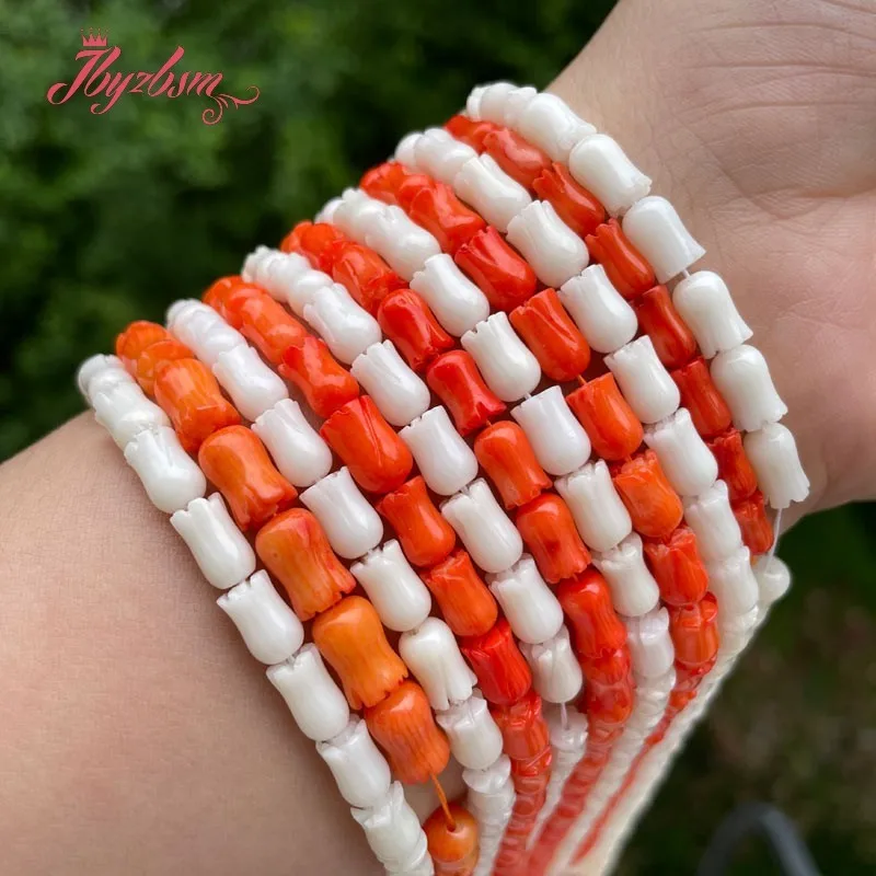 5x8 мм резной цветок коралловые бусины из натурального камня для DIY ожерелье