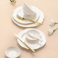 party birthday plate set gold luxury wedding nordic aesthetic ceramic sushi dessert plate pasta pratos de jantar dinnerware