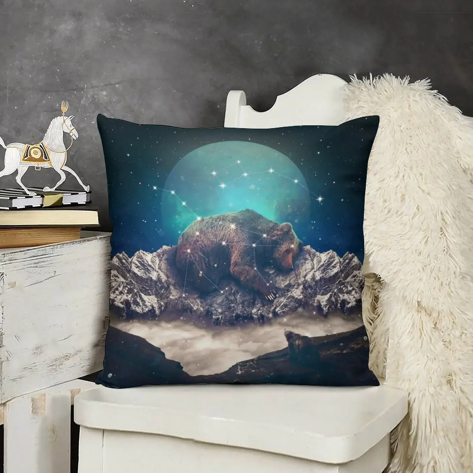 Под звездами Ursa Major декоративная подушка наволочка рождественская для дивана