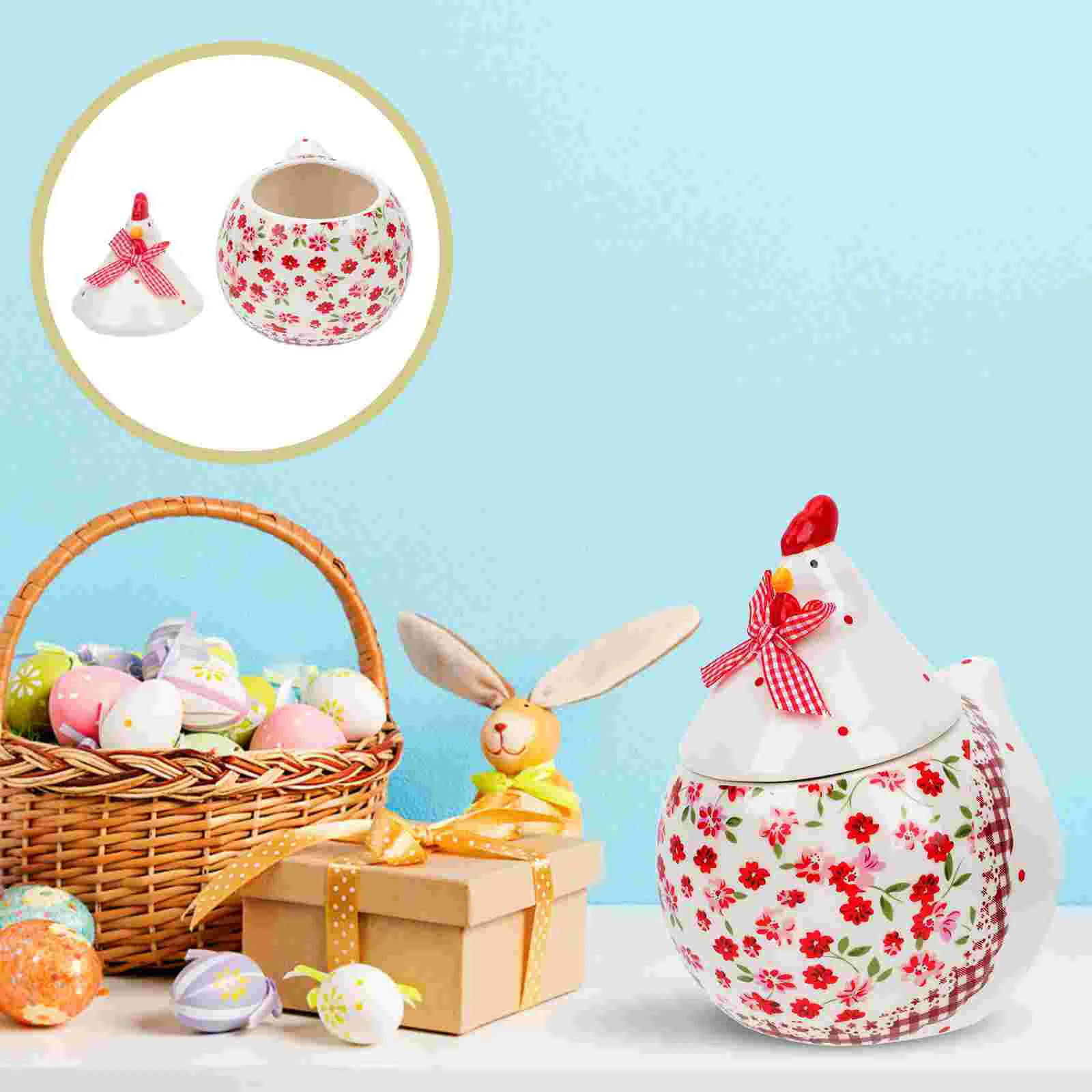 

Jar Ceramic Storage Cookie Canister Easter Tea Containercandy Kitchen Porcelain Egg Coffee Hen Chicken Rooster Containers Basket