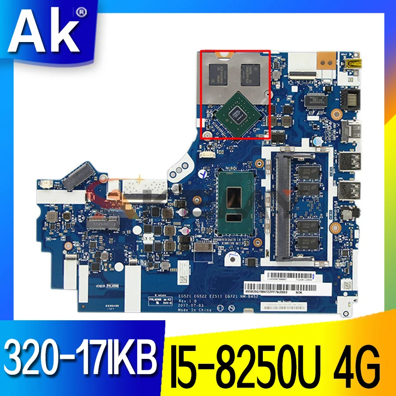 

MB 5B20P99233 for Lenovo 320-17IKB Laptop Motherboard RAM 4G CPU I5-8250U NM-B452 100% probado