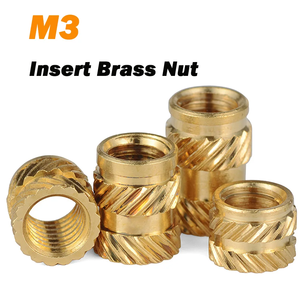 50 шт. вставная латунная гайка M3, термоплавкая резьба с накаткой, термоуставные гайки, прессованные, подходят для 3D-печати