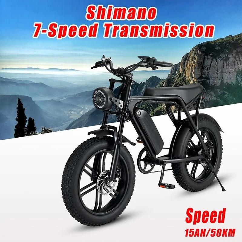 

CAMORO HV-8 US Stock 48V 750W Cheap Full Suspension Retro Vintage Ebike Dirt Mountain 20Inch Fat Tire Bicycle Electric Bike