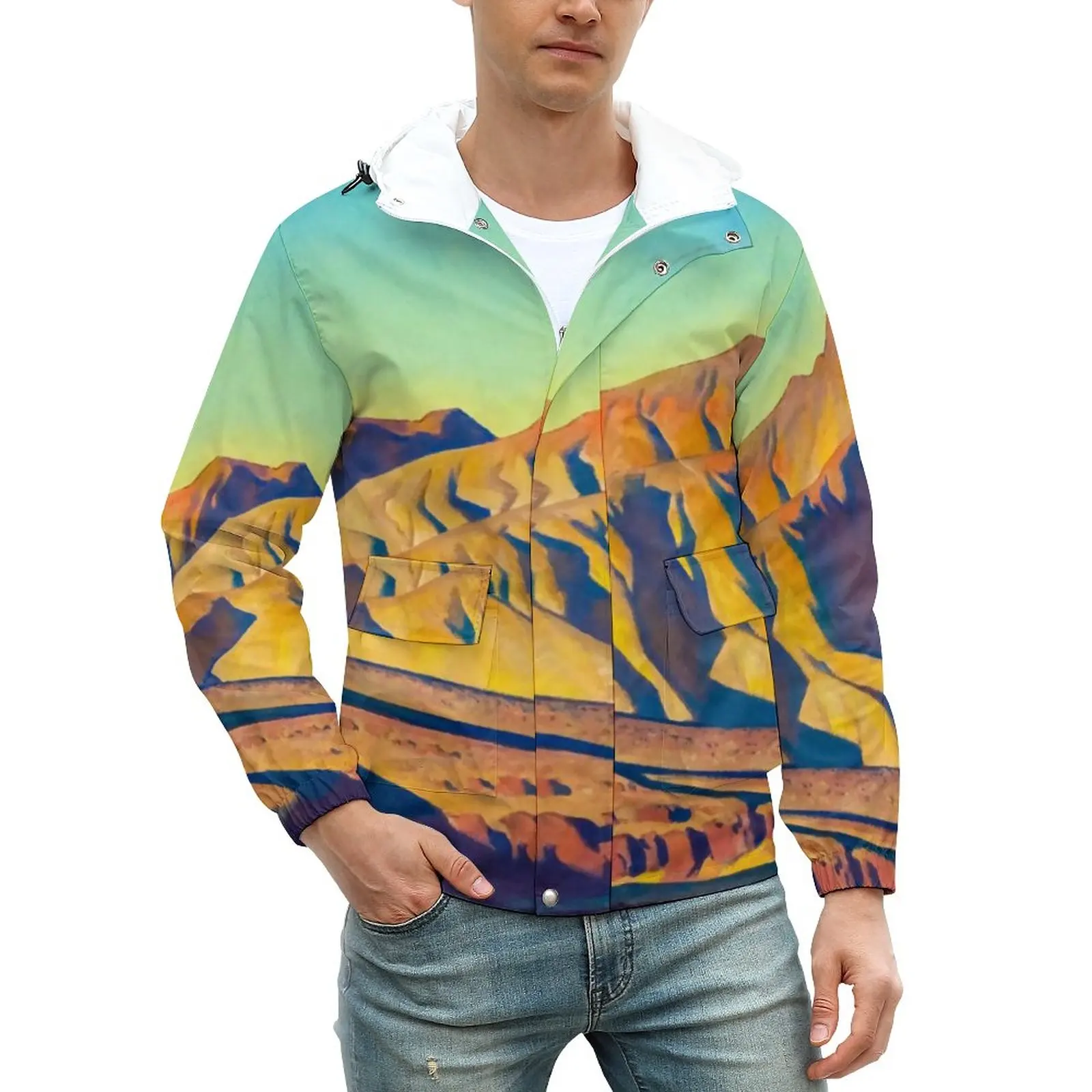 

Ветровка мужская с капюшоном и графическим принтом, в стиле ретро