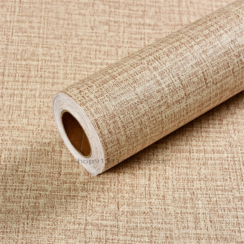 

PVC Waterproof Wallpaper Burlap Textured Self Adhesive Wallpaper Vinyl for Bedroom Wall Decor Furniture Renovation Home Decor