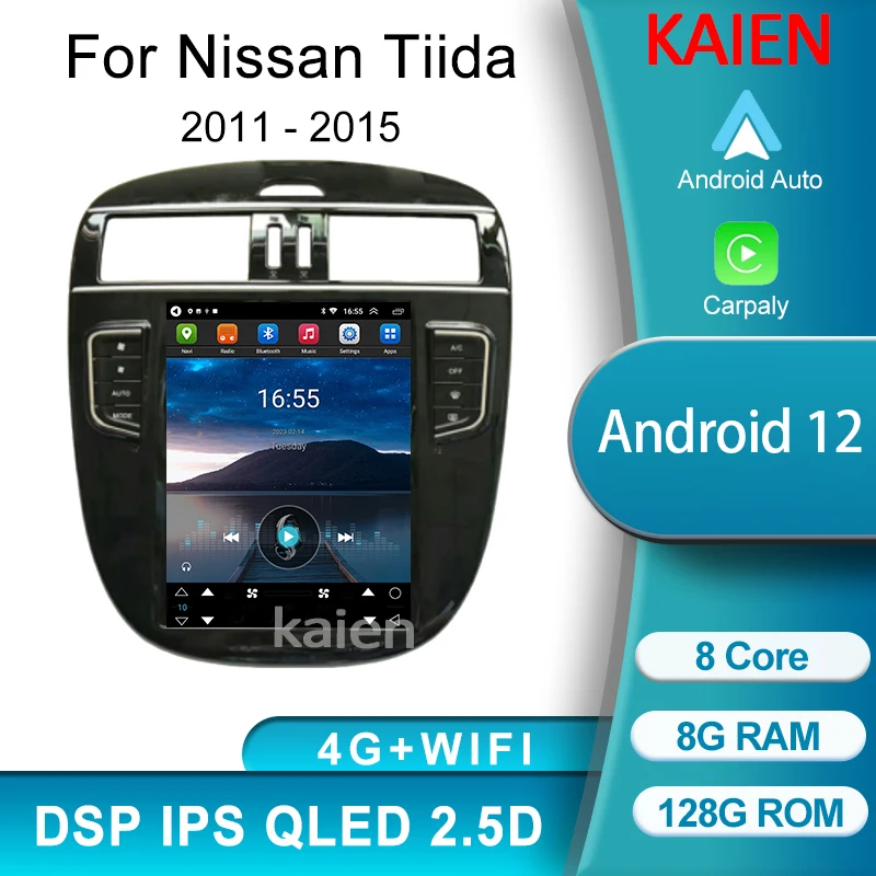 

KAIEN For Nissan Tiida 2011-2015 Android 12 Auto Navigation GPS Car Radio DVD Multimedia Video Player Stereo Carplay 4G WIFI DSP