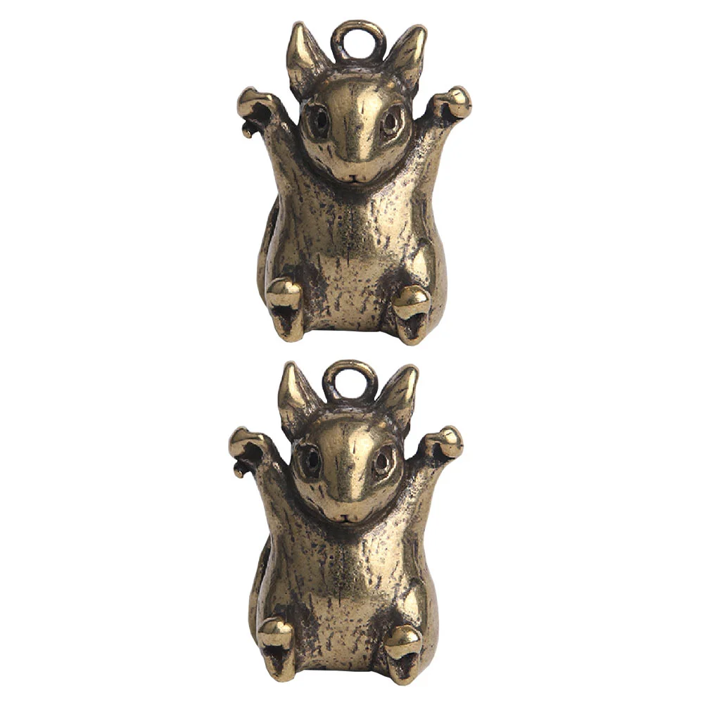

2Pcs Portable Figurines Hanging Rat Pendants Decorative Statues Keychain Supply