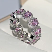 milangirl ladies romantic pink color round zirconia crystal finger ring for women engagement wedding girl fine fashion jewelry