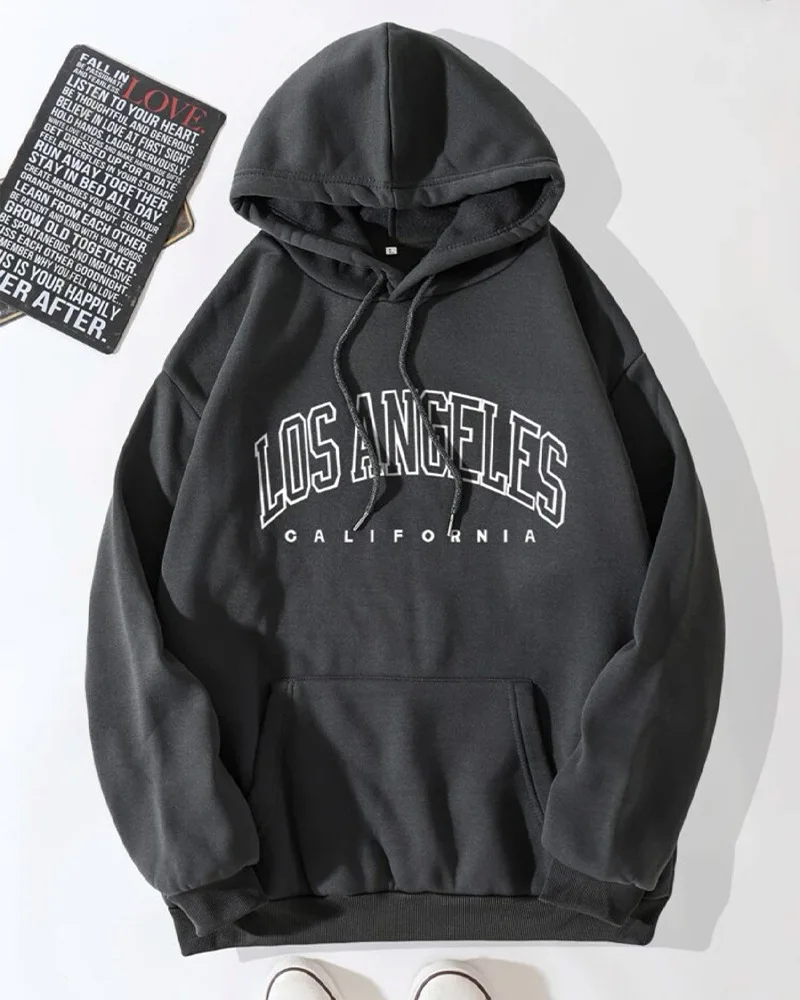 

Autumn and Winter Hoodies for Women's Plush Hooded Pullover Loose Printed Jackets for Women Sweatshirt