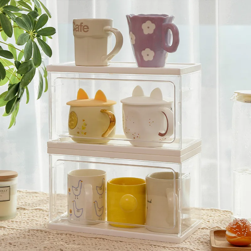 

Cup Holder Cup Shelf Rack Disposable Mug Tea Cup Dust-proof Transparent Storage Rack Cup Storage Box Simple Style