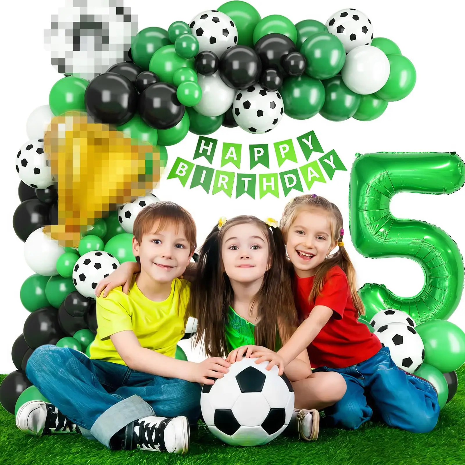Футбольная тематика черные зеленые белые воздушные шары гирлянда арочный
