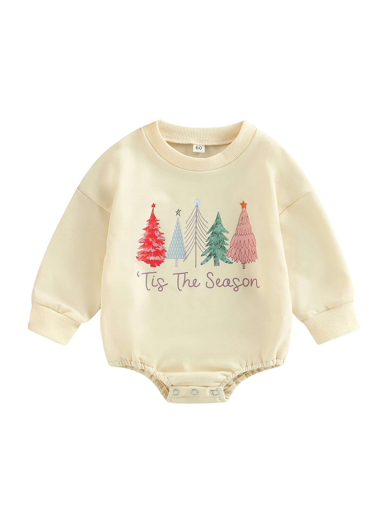 

Новогодний Комбинезон для маленьких девочек и мальчиков, однотонное боди с рождественской елкой, топ, Рождественский наряд