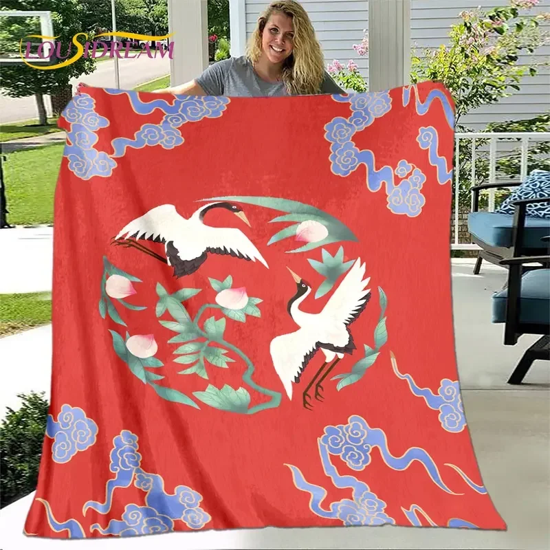 3D классическое китайское одеяло с журавлем фланелевое домашняя гостиная кровать