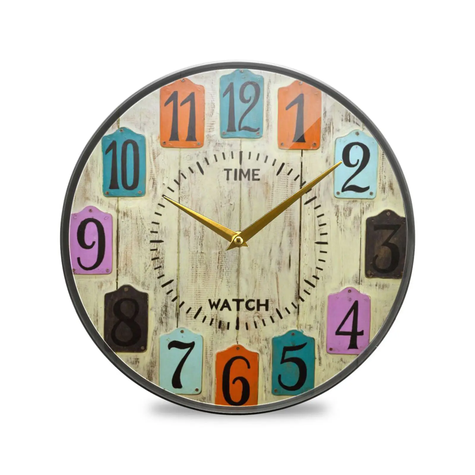 

Vintage Wooden Acrylic Wall Clock Retro Digital Round Silent Clock Home Office Cafe Decor Non-Ticking Large Hanging Wall Watch