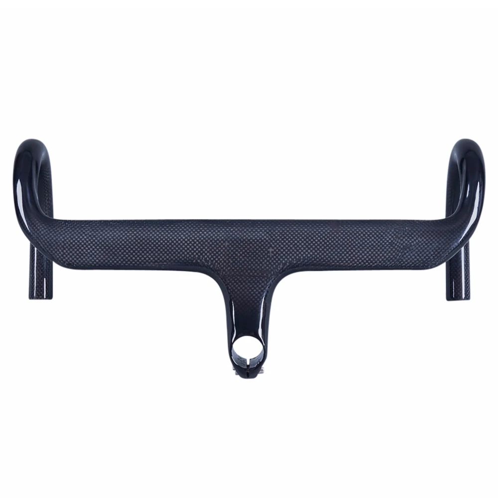 

NO LOGO Glossy 3K Carbon Fibre Integrated Handlebar With Stem Road Bicycle Bent Bar Fork Clamp 28.6mm (1-1/8")