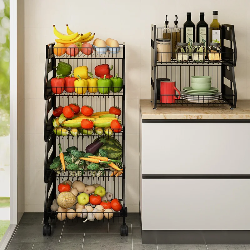 

Household kitchen supplies floor vegetable shelf fruit basket storage shelf household fruit and vegetable basket