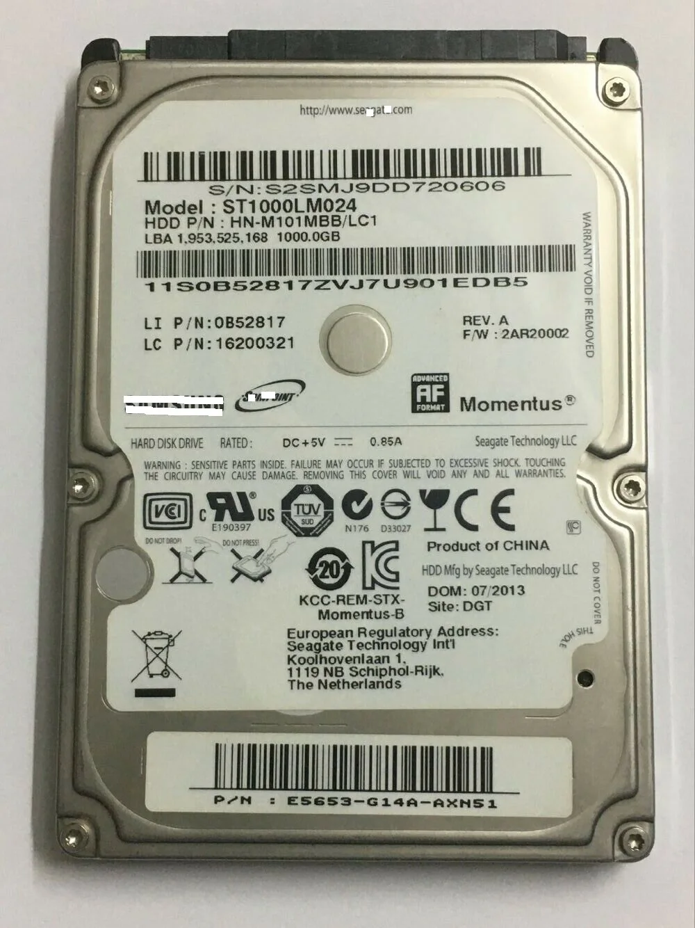 

Momentus ST1000LM024 1 TB SATA 2.5 in Laptop Hard Drive HDD