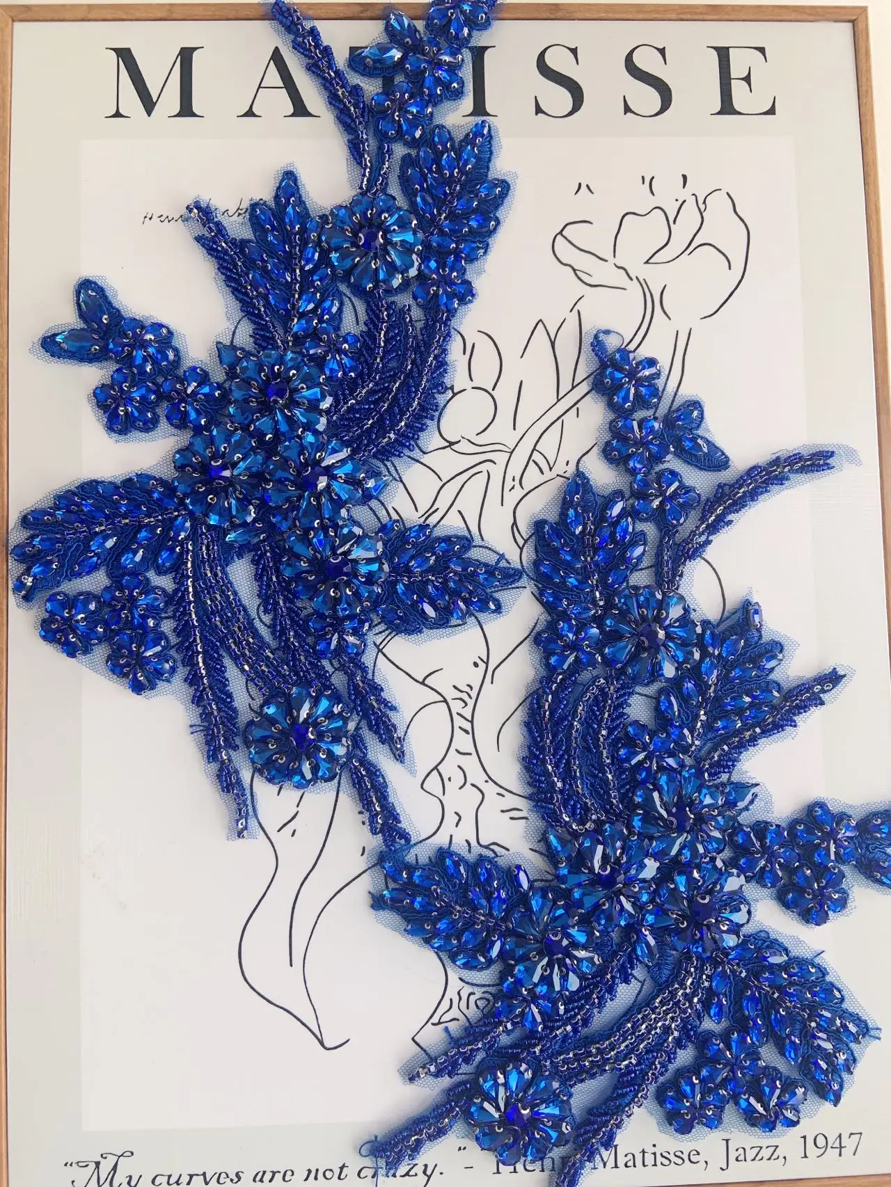 

Blue Elegant Rhinestone Applique High Quality Bead Classic Flower Crystal Bodice Patch for Couture,Bridal Handcrafte Designer