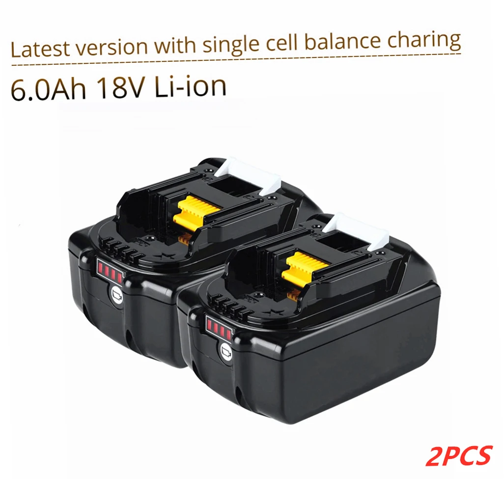 

2PCS Original for Makita 18V 6000mAh Rechargeable Power Tools Battery with LED Li-ion Replacement LXT BL1860B BL1860 BL1850
