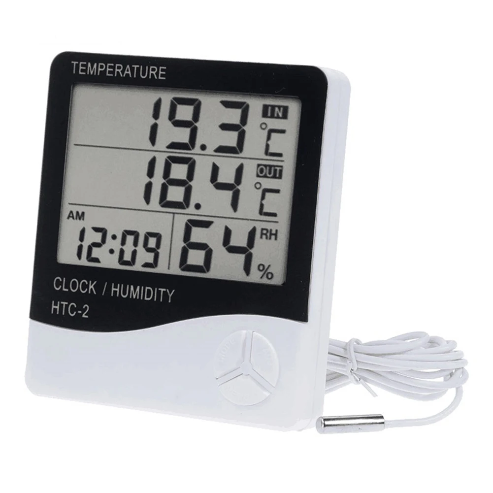 hygrometer indoor outdoor htc 1 htc 2 thermometer lcd electronic digital wireless alarm station clock temperature humidity meter free global shipping