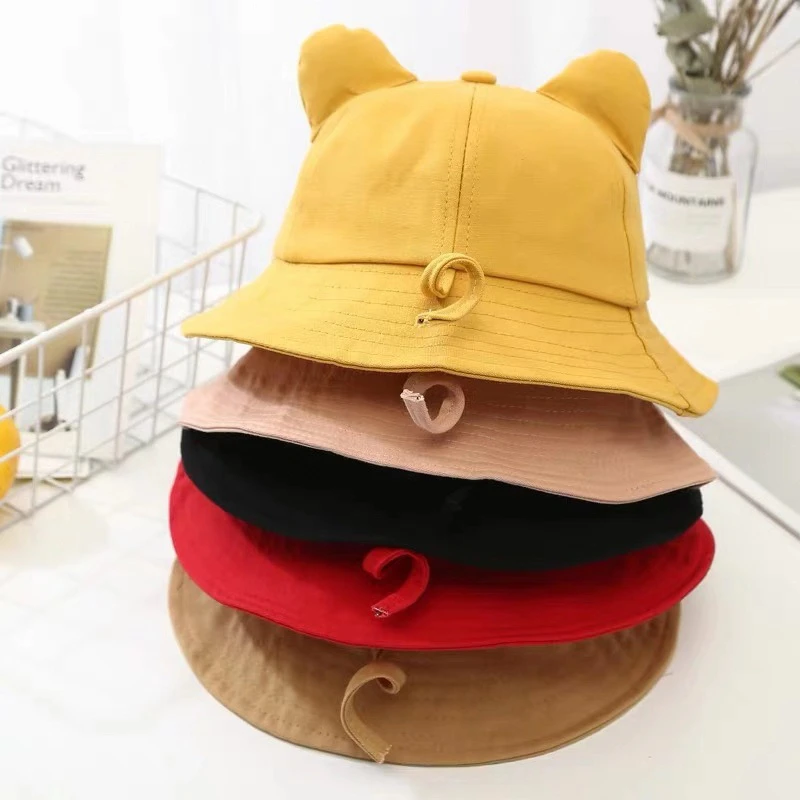

Fashion Cartoon Cat Ear Bucket Hat Fisherman Hat Sun Cap Hats For Women Solid Color Female Outdoor Cap
