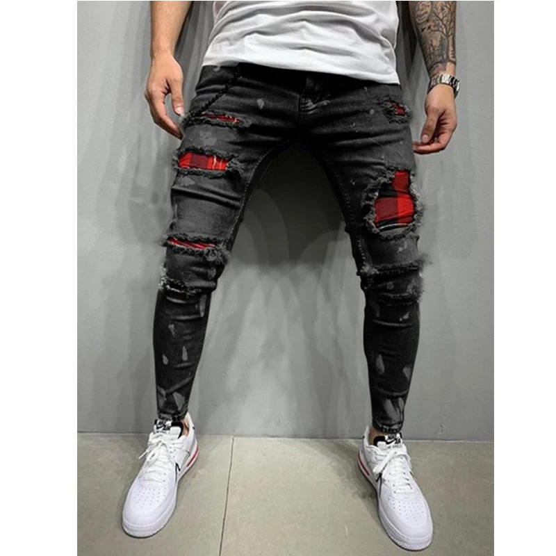 Men's Jeans Cool Ripped Skinny Trousers Casual Jogging Jeans for Men Fashion Streetwear Hip Hop Male Slim Fit Long Pants