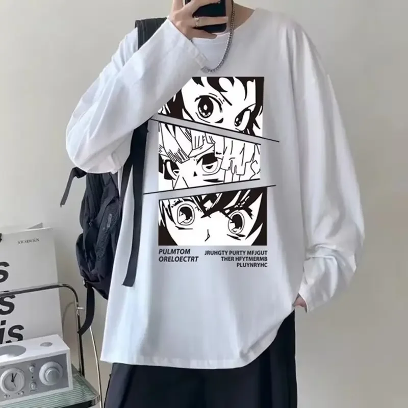 Plus Size Men's Casual Long Sleeve T-Shirt Loose Fit Top For Spring And Autumn Trendy Hong Kong Style Weart