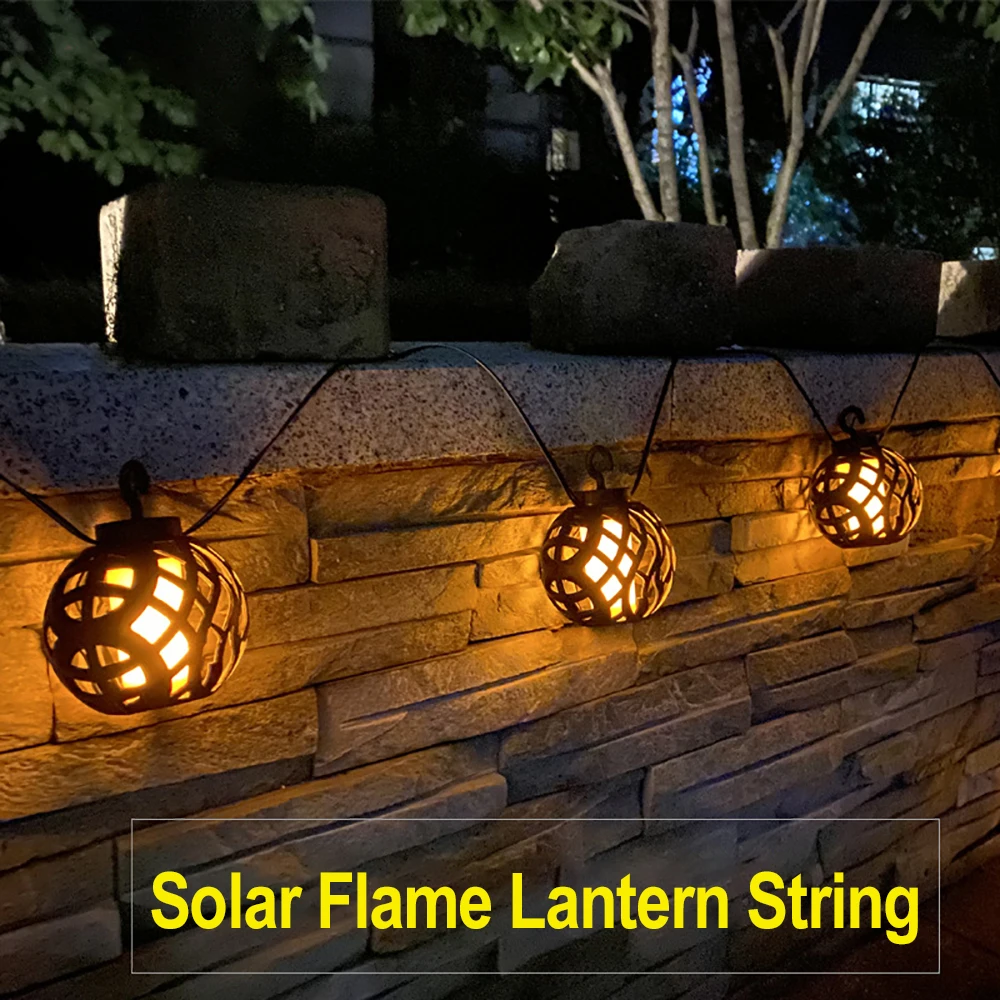 

Solar LED Flickering Flame Lantern Ball Light String Outdoor Waterproof Party Yard Garden Decorative Lamp LED Solar Light String