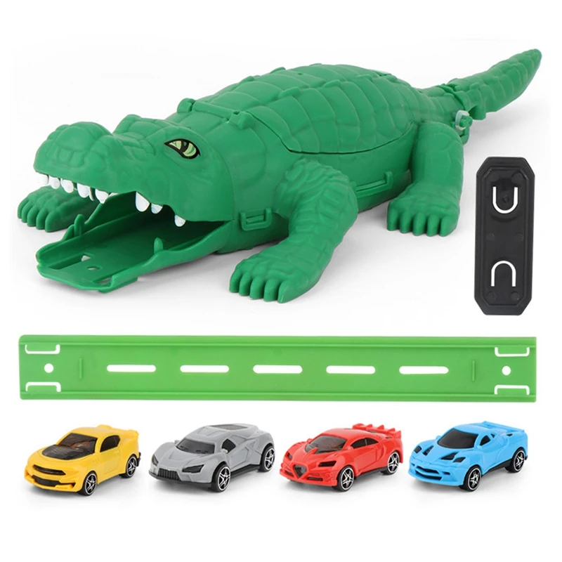 

Children DIY Toy Model Crocodile Track Pull Back Car Flexible Track Car Toys Children Racing Bend Car With 4 Cars