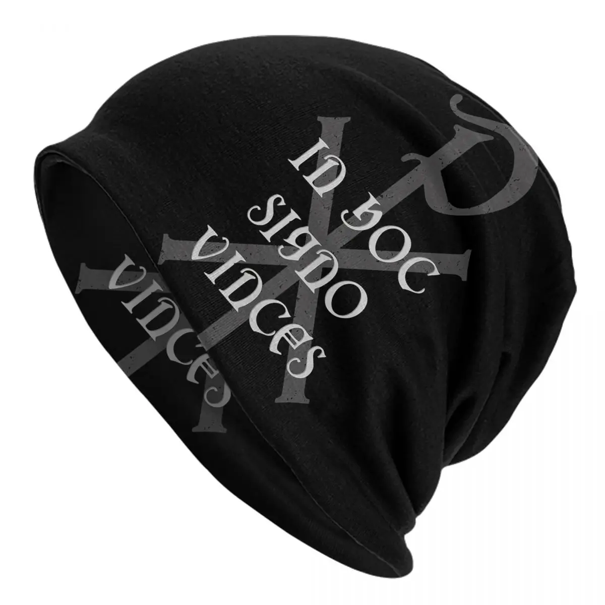 IN HOC SIGNO VINCES Chi Rho Christogram Adult Men's Women's Knit Hat Keep warm winter Funny knitted hat