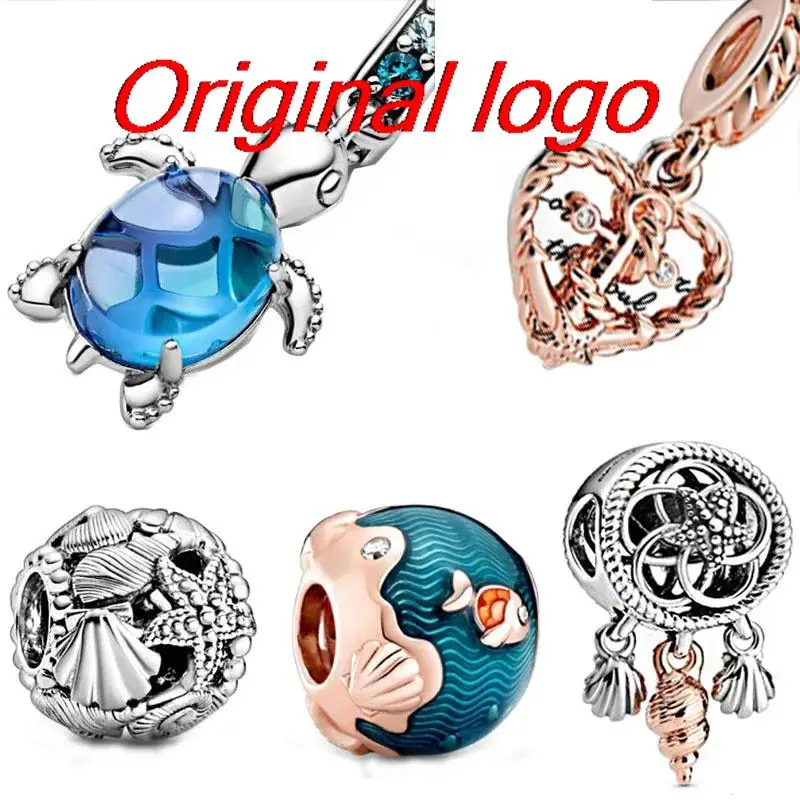 

2020 Summer 925 Sterling Silver Murano Glass Sea Turtle Dangle Charms Beads fit Original pandora Bracelets Women gift