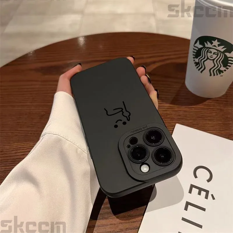 Черный чехол для телефона с мультяшным красным человечком iPhone 16 15 14 11 12 13 Pro Max X XR XS