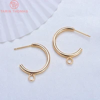 370810pcs 20mm 28mm 24k gold color plated brass round with hanging hole stud earrings high quality diy jewelry making findings