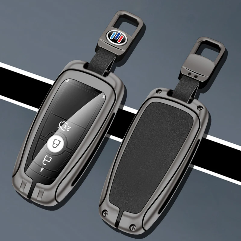 

Металлический кожаный чехол для автомобильного ключа чехол для Ford Mondeo Explorer Edge Fusion Mustang F150 F250 F350 Ecosport для Lincoln MKX MKC