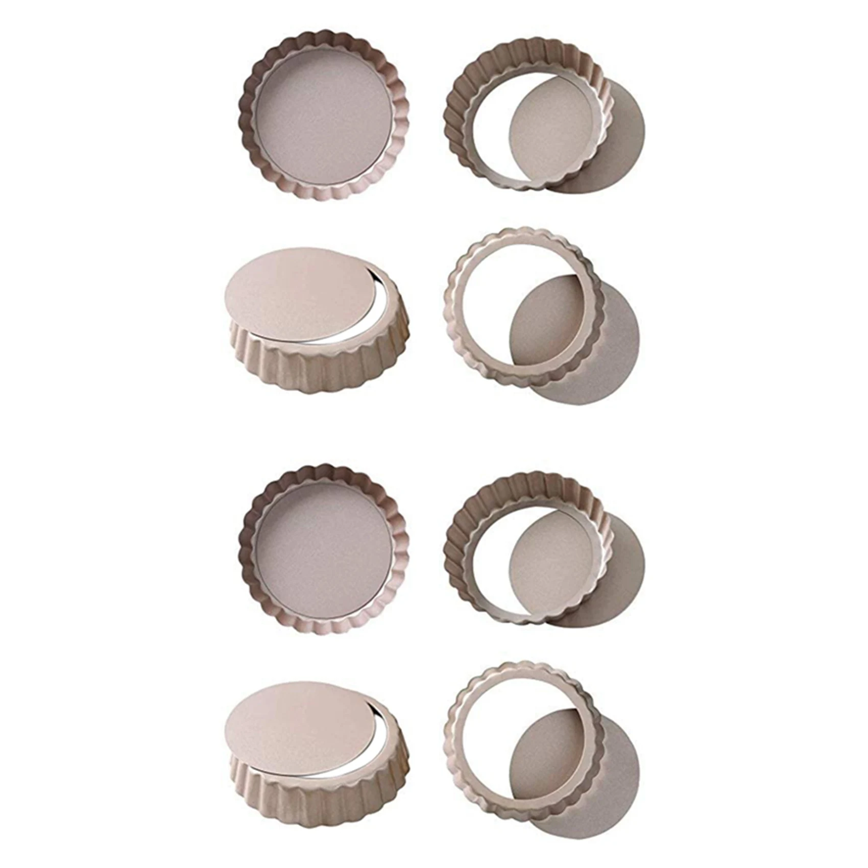 

Кастрюля Tart, 4-дюймовая мини-кастрюля, съемное дно, антипригарная жестяная, для печи, Золотая кастрюля для выпечки из углеродистой стали (8 уп...