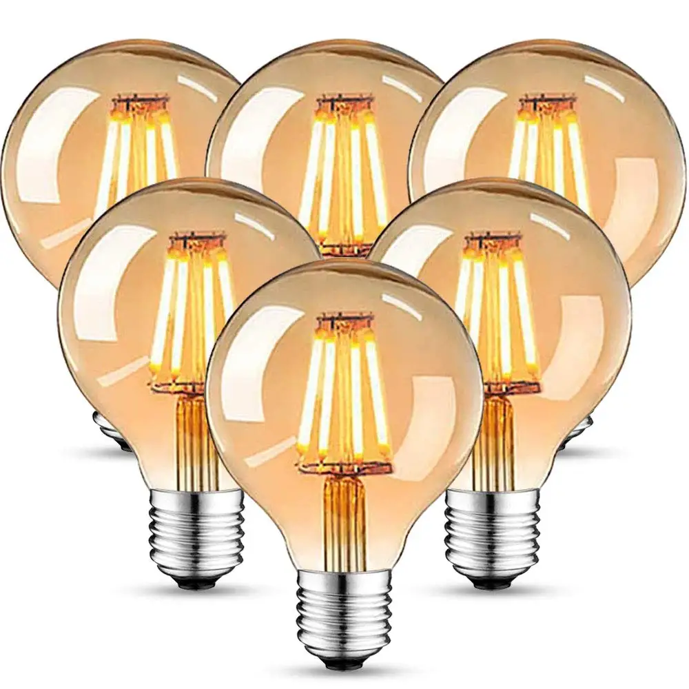 

E27 Ретро светодиодная лампа Edison накаливания G80 с регулируемой яркостью 220 В лампочка 4 Вт 8 Вт янтарная стеклянная лампа винтажная свеча домашний декор