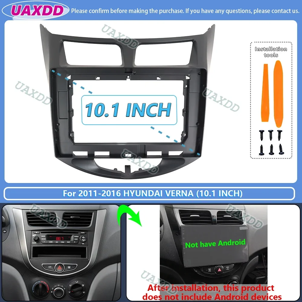 

2 Din 9 10,1-дюймовый автомобильный радиоприемник DVD GPS Mp5 Пластиковая рамка панели лицевой панели для Hyundai Verna I25 Solaris Accent 2011-2016 Комплект крепления на приборную панель