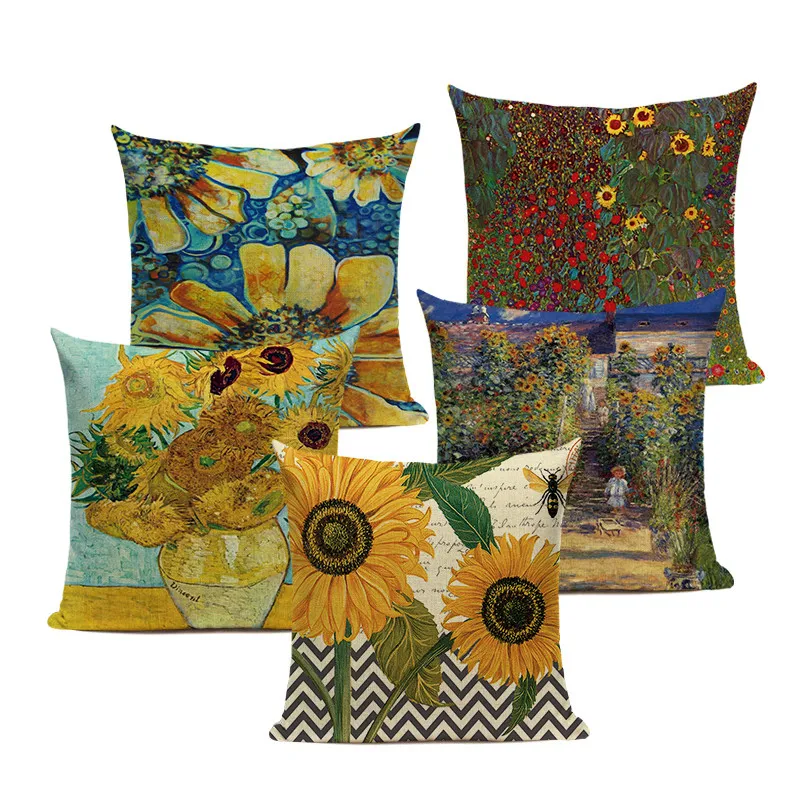 

Винтажные декоративные наволочки в виде цветов, Подсолнух, искусственный чехол для гостиной, дивана, стула, чехол для подушки