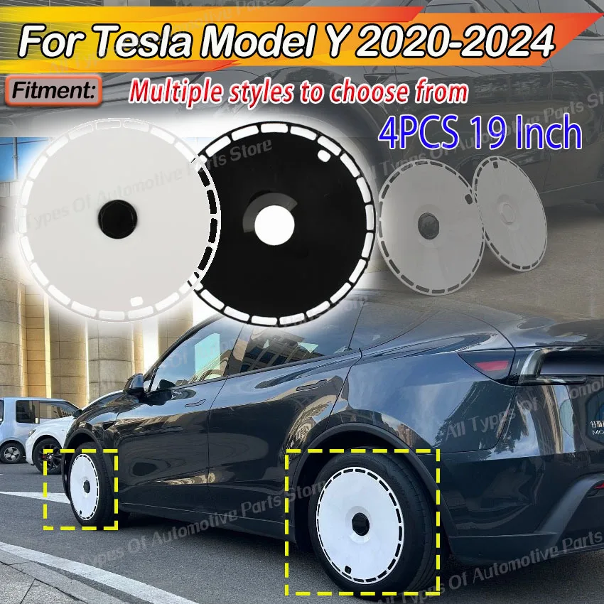 Фото 19-дюймовые колпаки на колеса для Tesla Model Y 2020-2024, 4 шт., высокопроизводительные, сменные, для тюнинга кузова №1