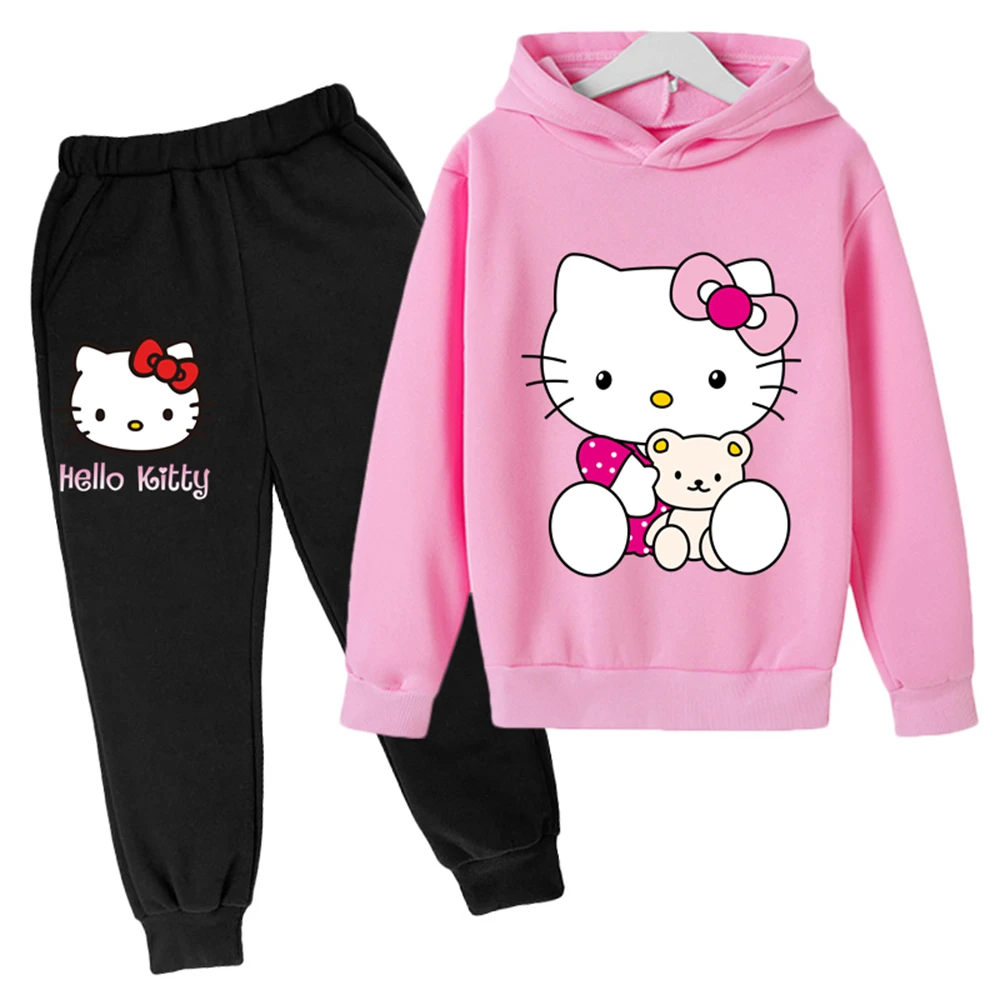 

Boys Sports Hello Kitty Clothes Kids Hoodies Suit Autumn Children's Fashion Casual Long Sleeves Baby Sweatshirt+Pants 2pcs Sets